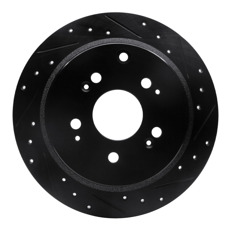 Honda Odyssey Brake Rotor (1) - Rear Right - R1 Concepts - Drilled & Slotted - Black - `05-`10